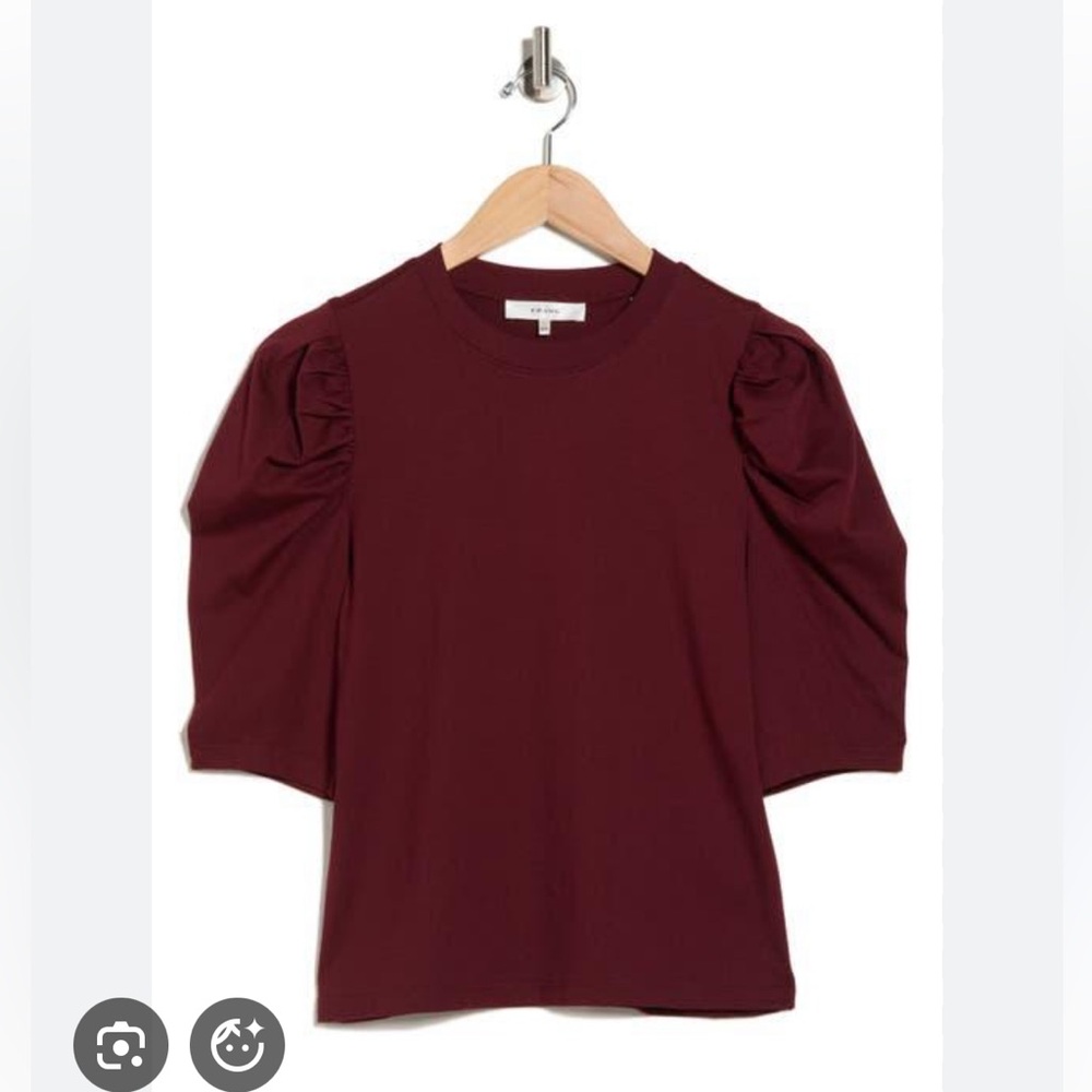 Frame Denim Burgundy Puff-Sleeve Short Sleeve Tee